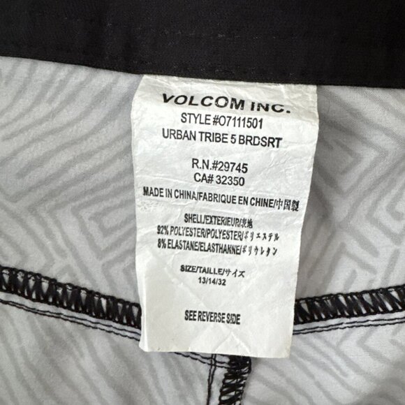 Volcom Urban Tribe Boardshort Boardie Stretch White Black Size 14 - Picture 3 of 4